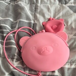 Pink Bear-Shaped Kids Crossbody Bag with Coin Pouch